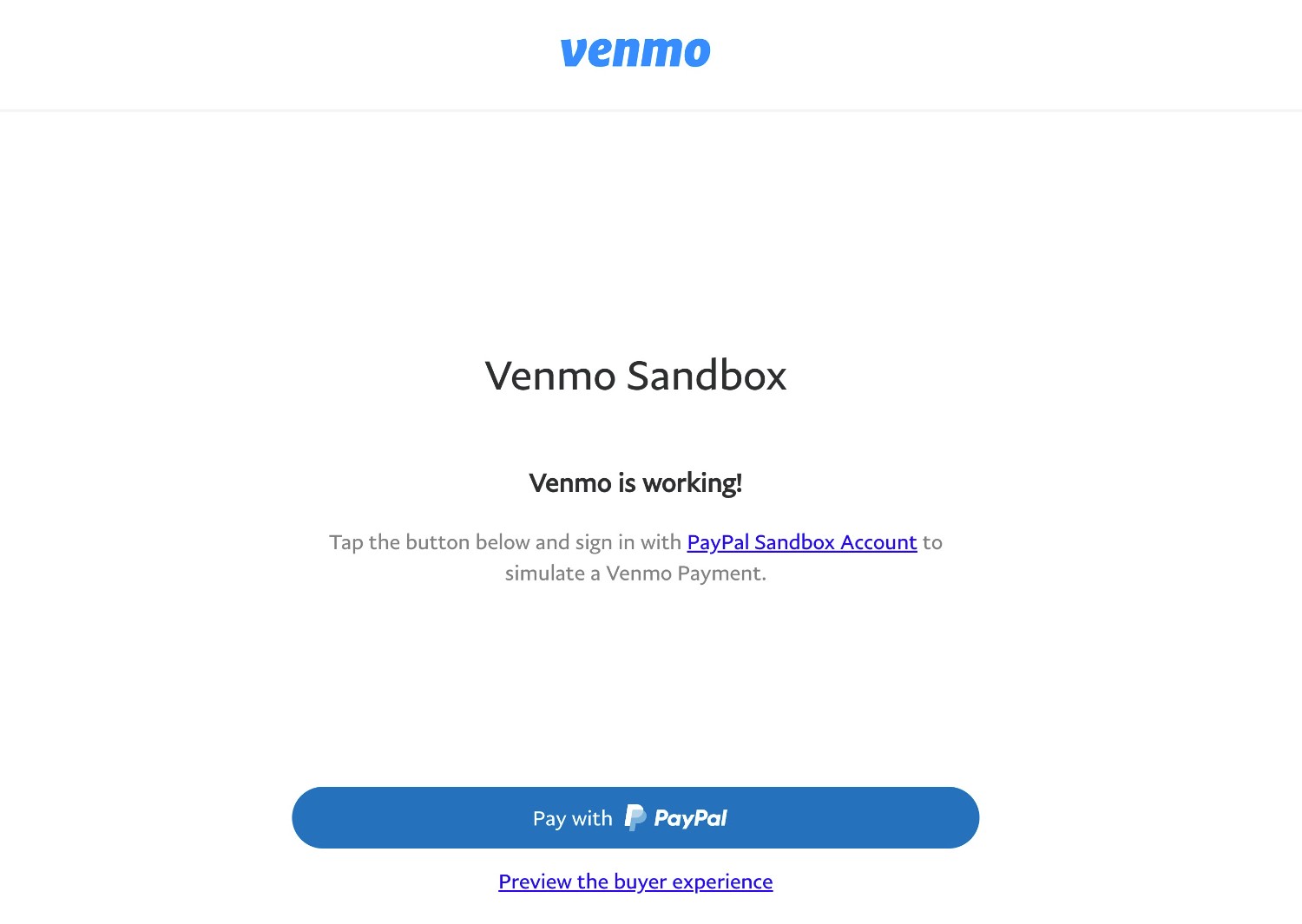 Venmo sandbox