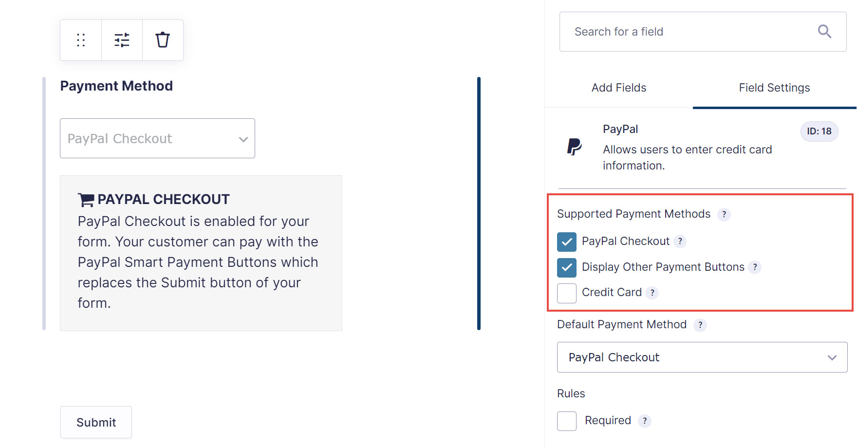 Payment Method Settings