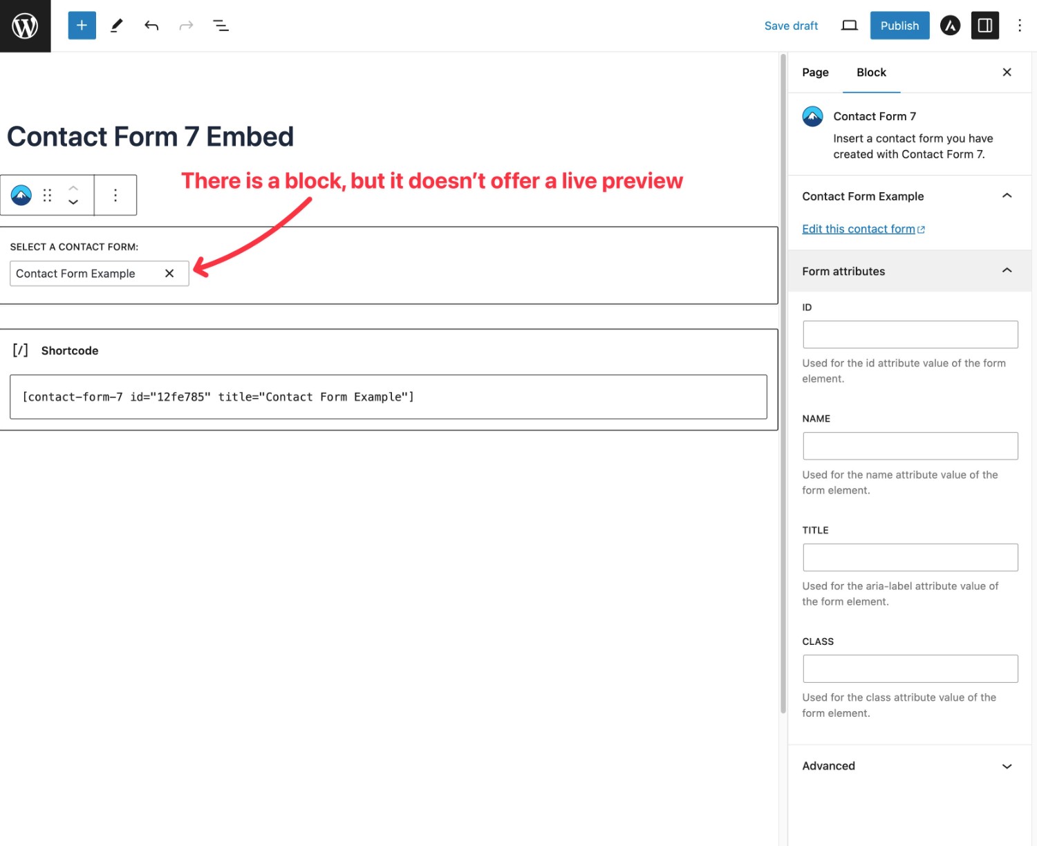 Contact Form 7 embed options