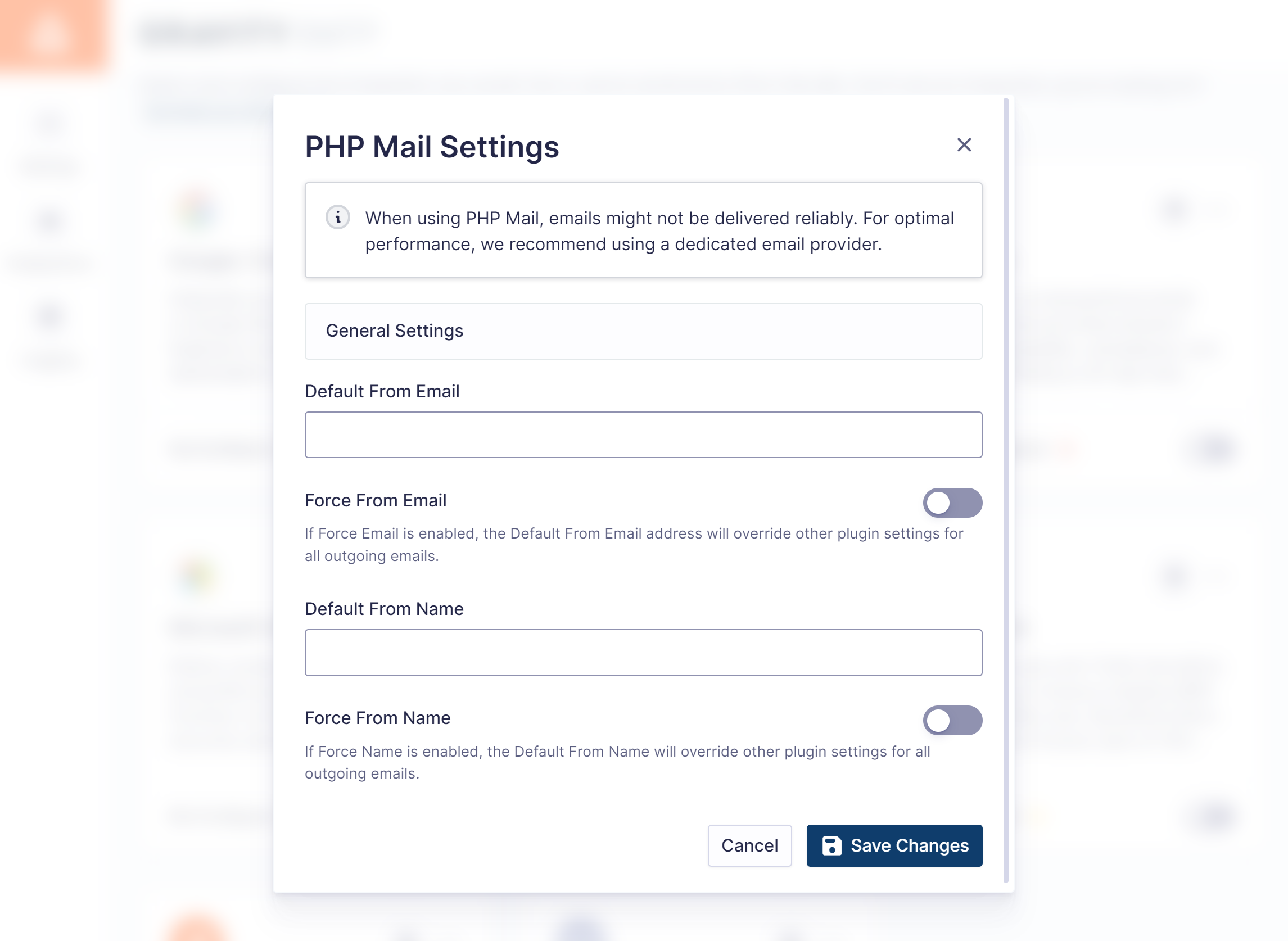 PHP Mail Settings