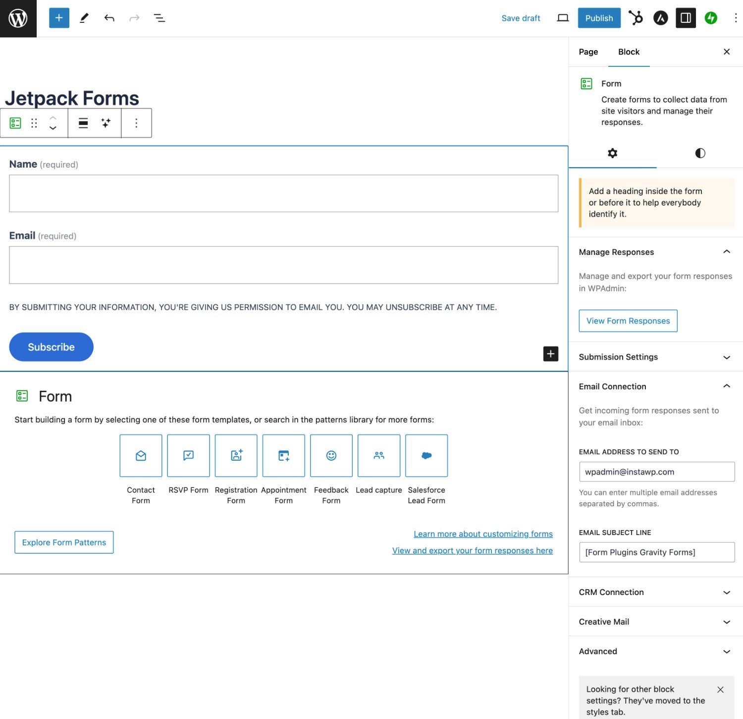 Jetpack Forms builder