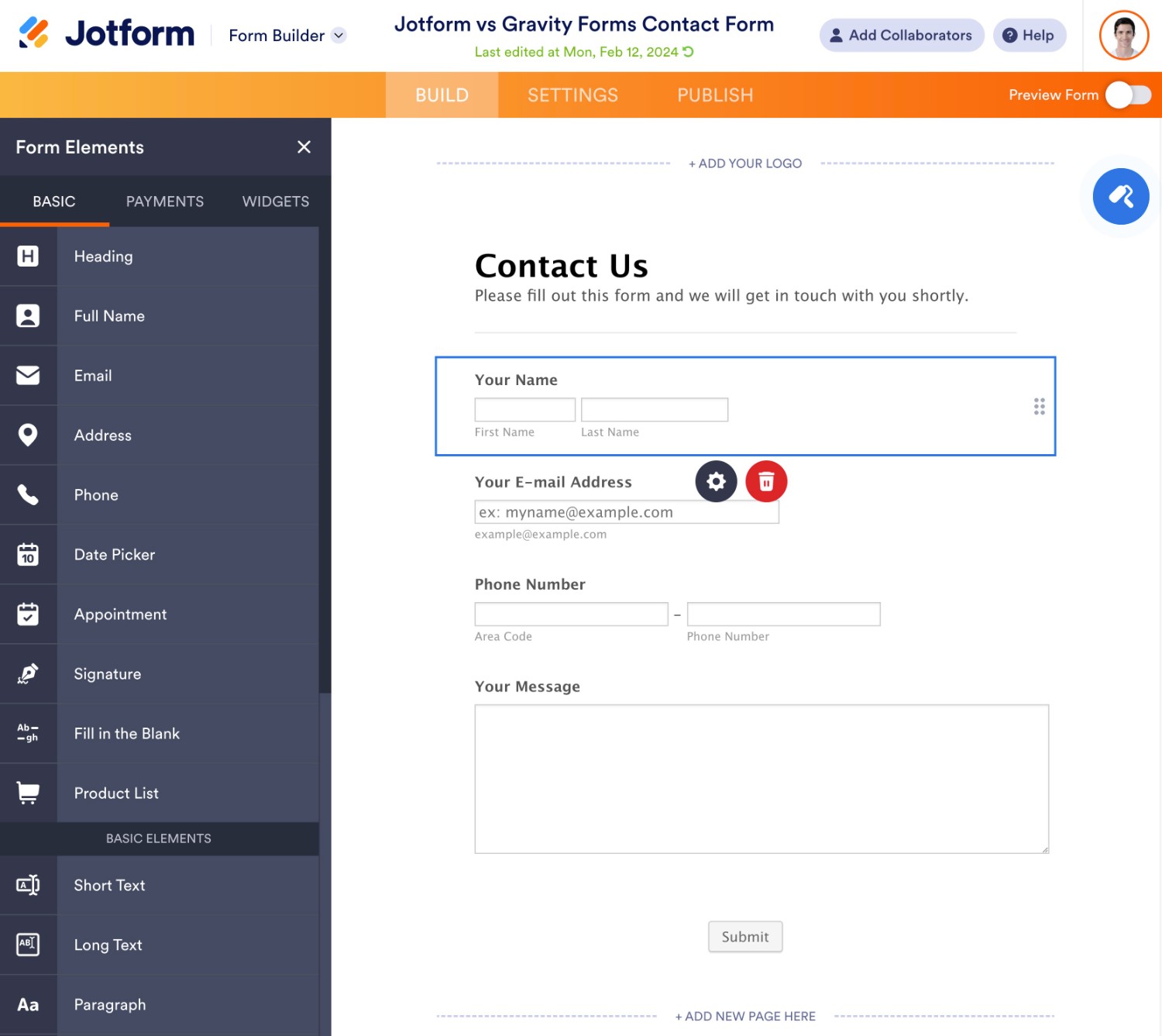 Jotform builder