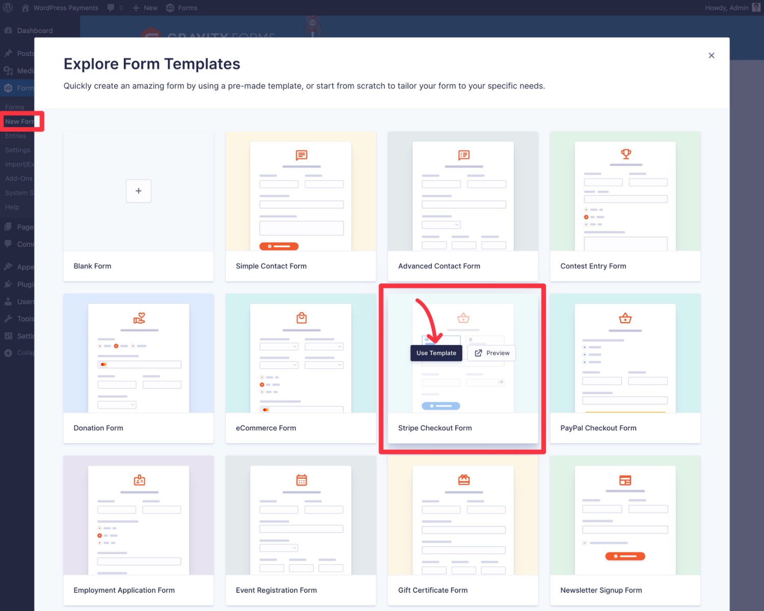 Gravity Forms Stripe payment template