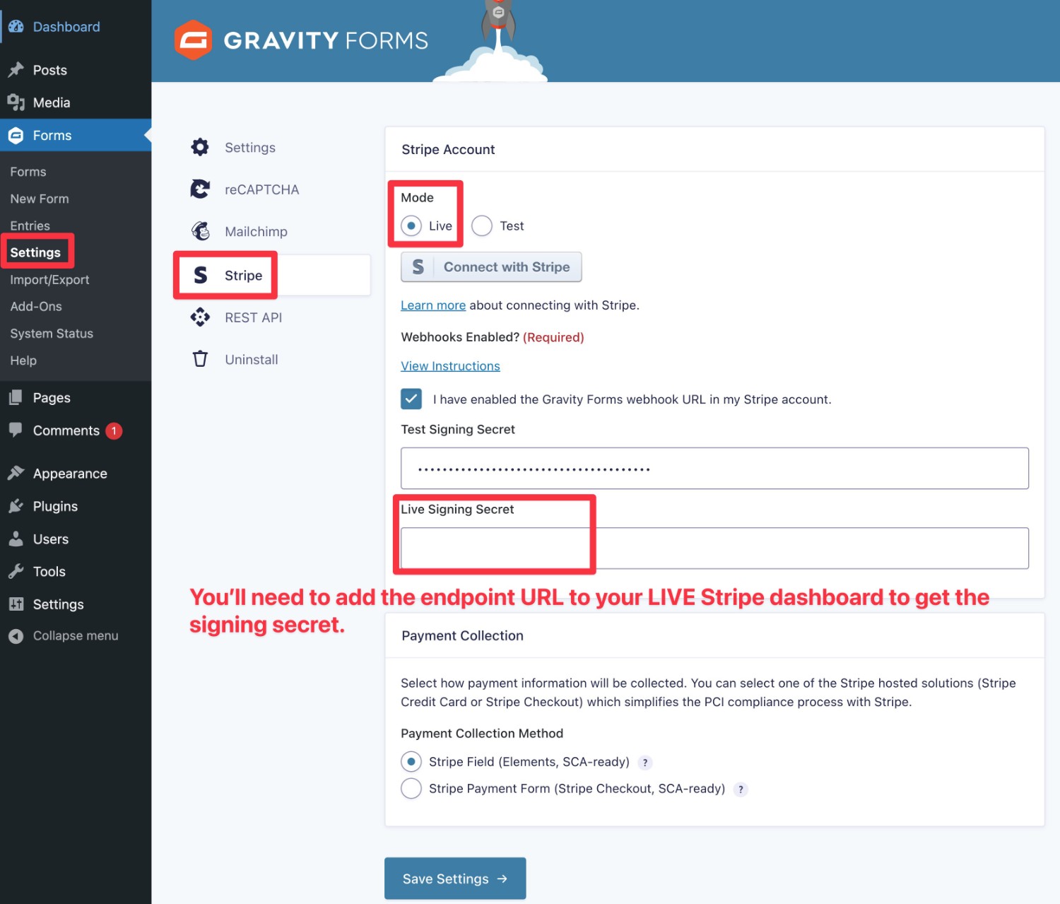 Enabling Live mode to process real payments