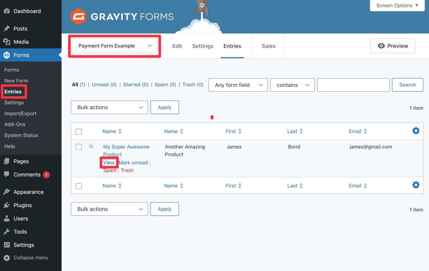 Viewing individual payments