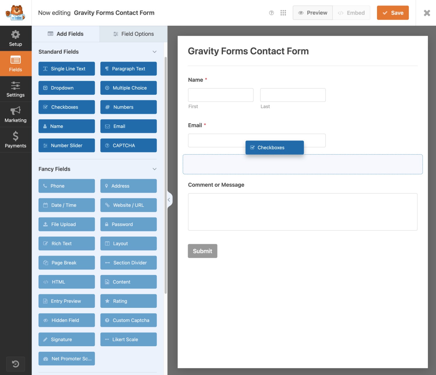 WPForms builder