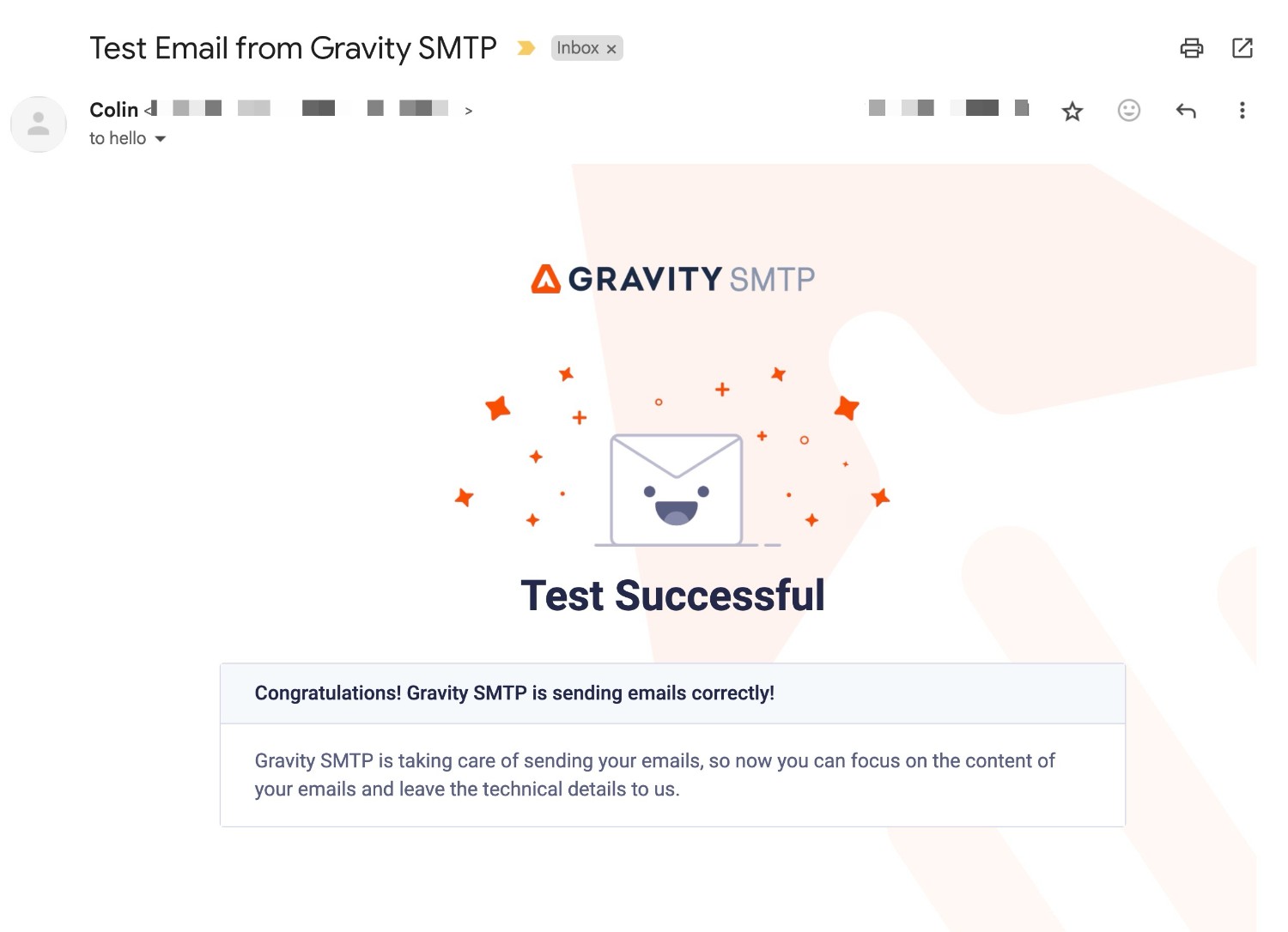 WordPress test email from Gravity SMTP