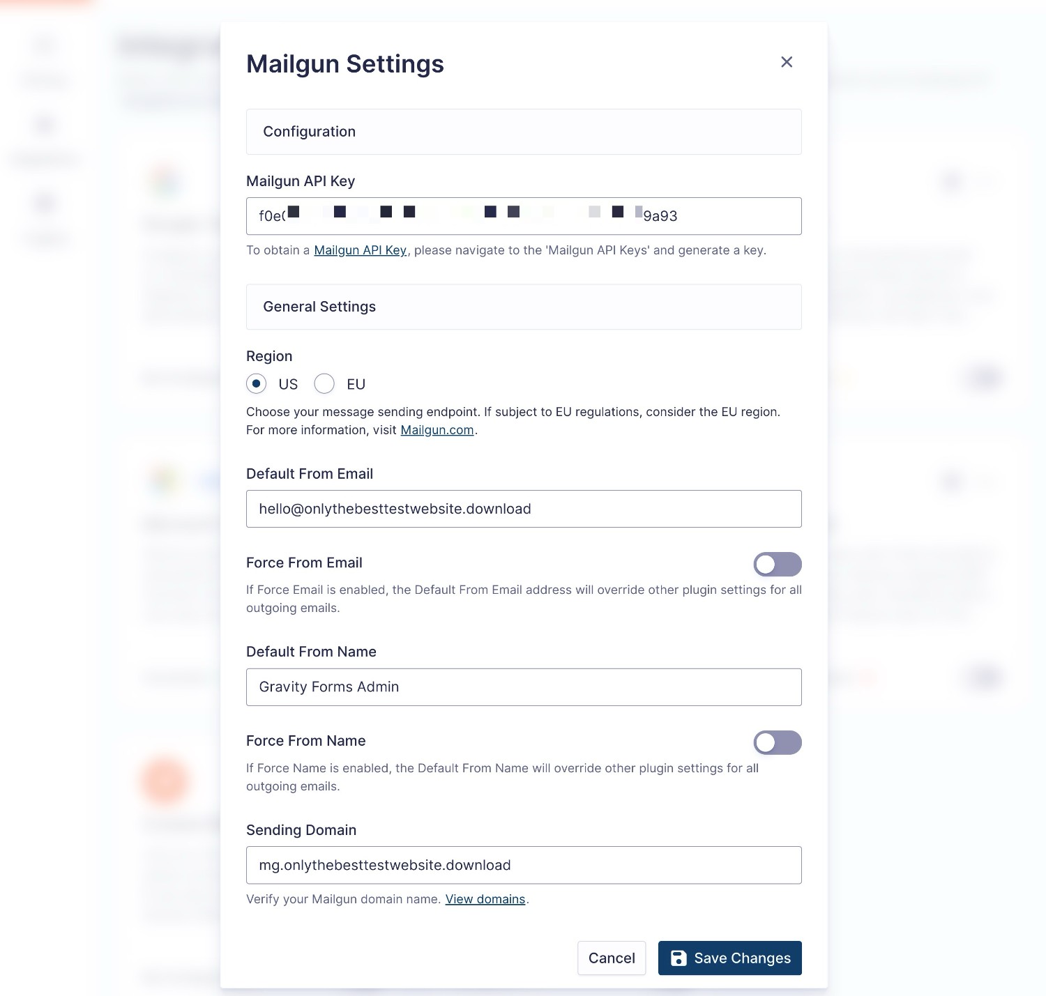 Backup service connection details