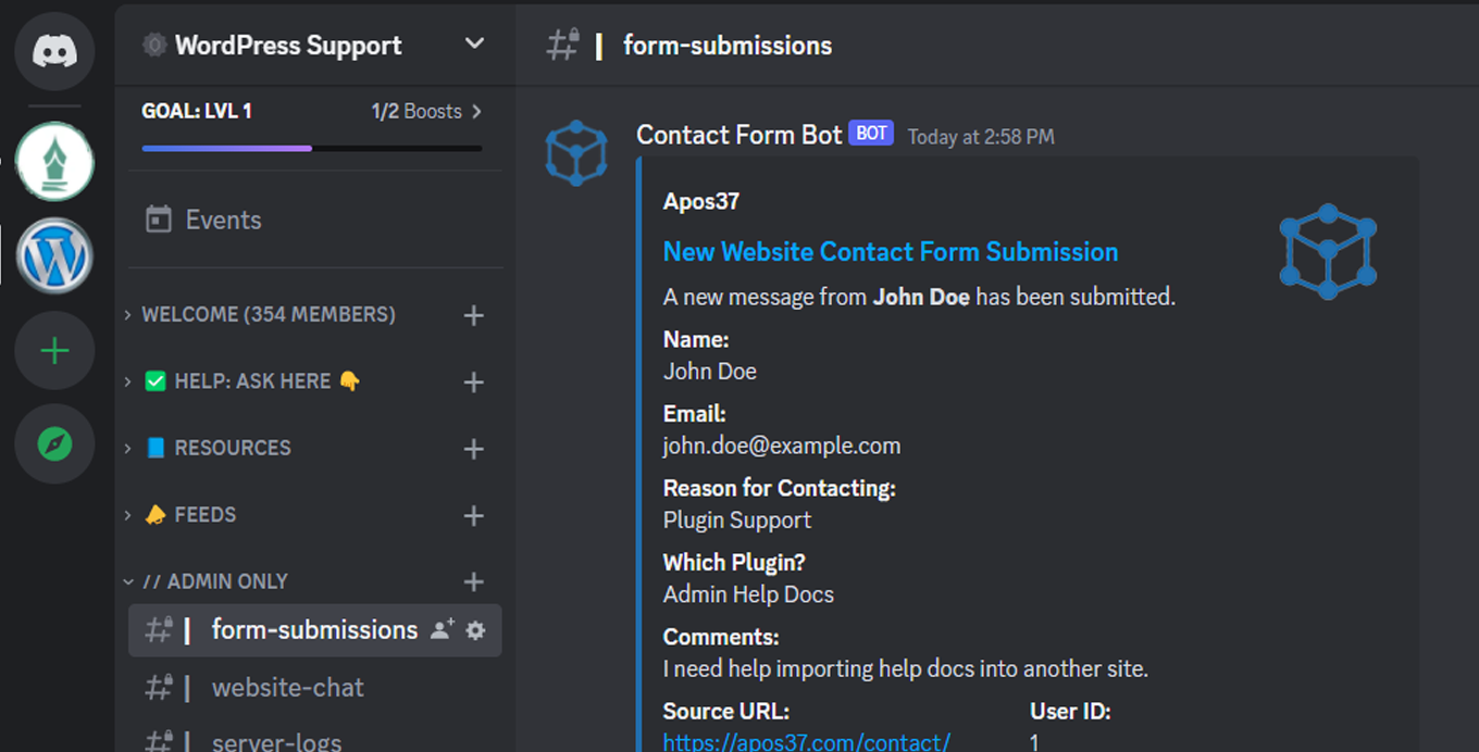 Add-On for Discord and Gravity Forms