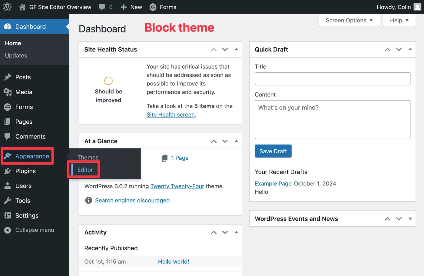 Example of a WordPress block theme