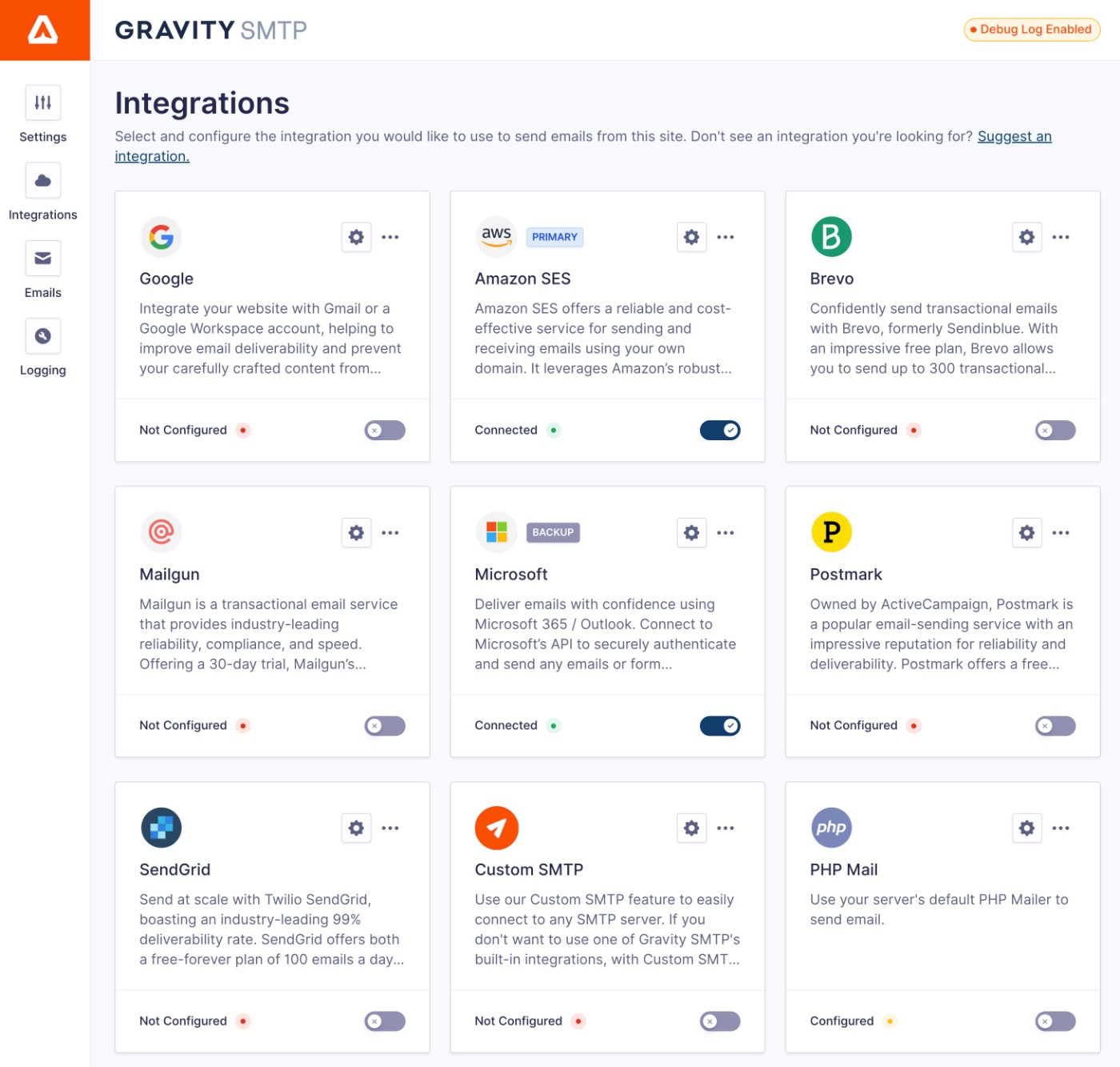 Gravity SMTP integrations