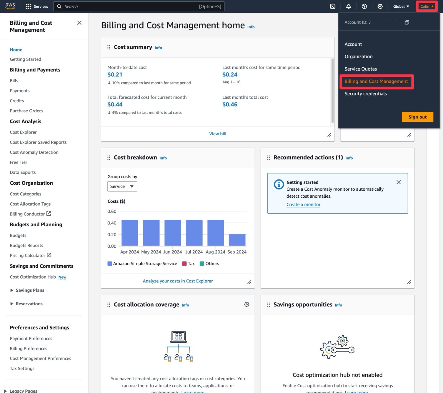 Access AWS billing