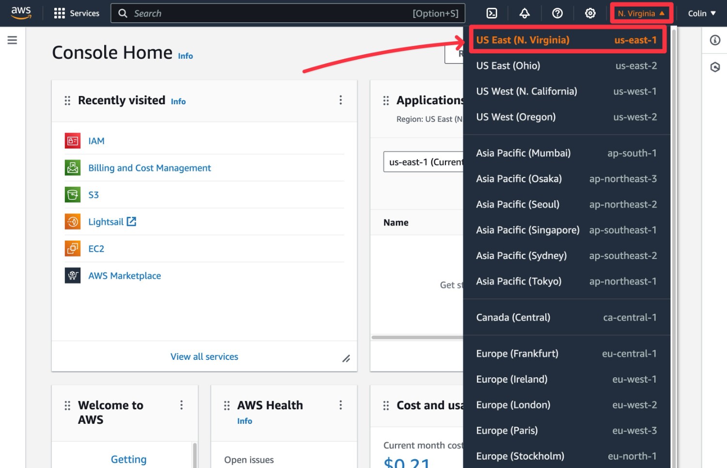 How to find AWS region