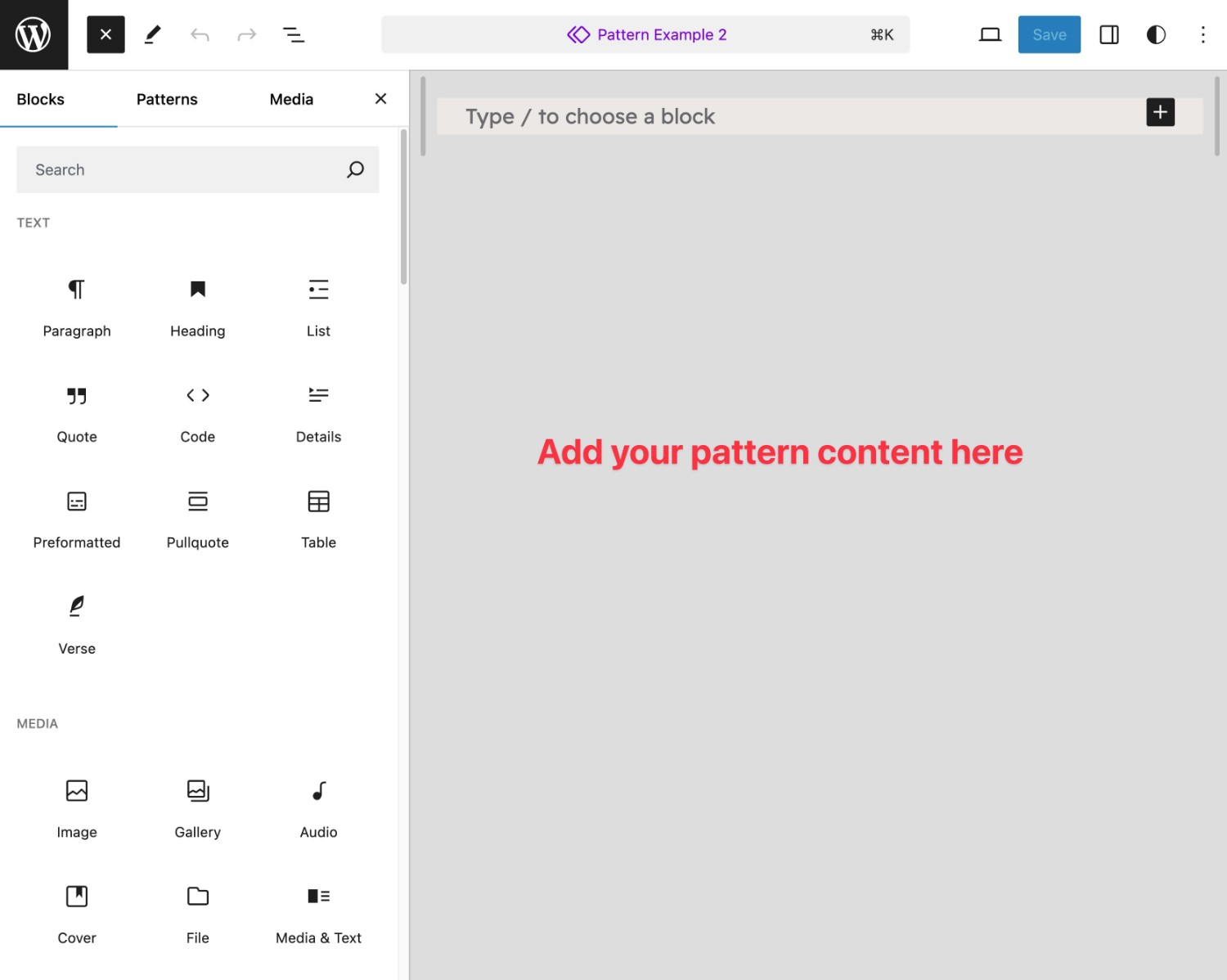 Managing WordPress pattern content.