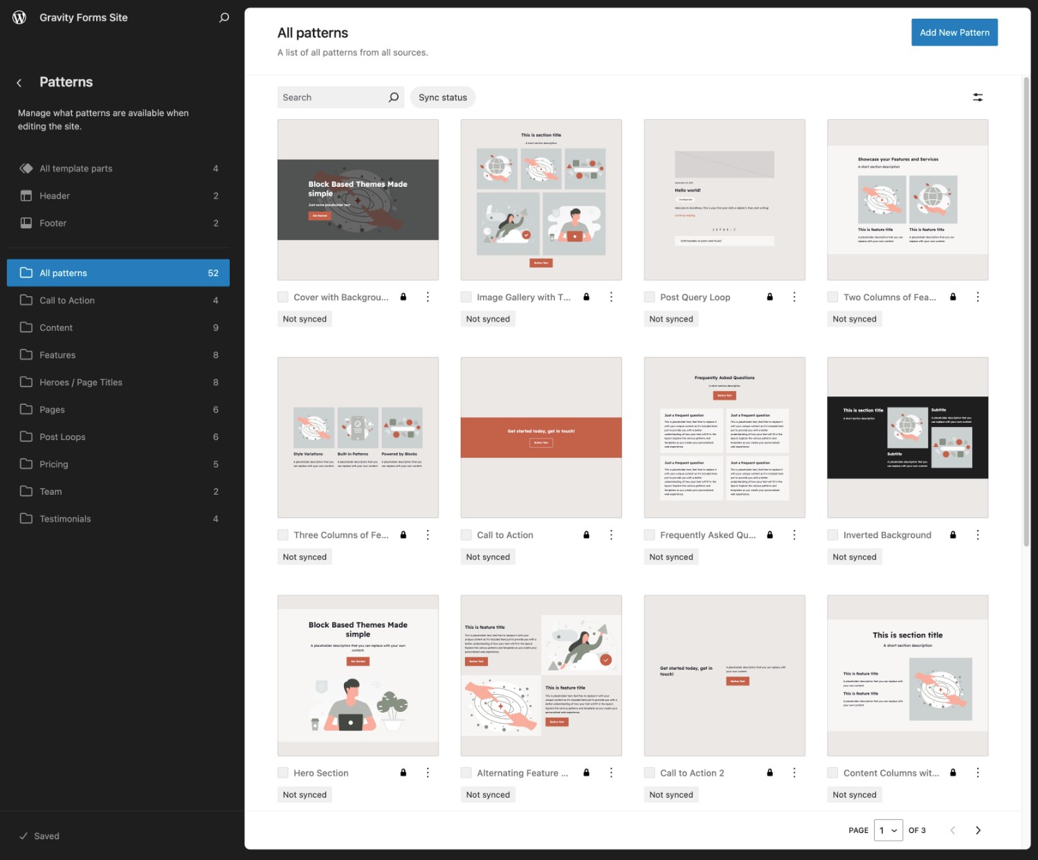 WordPress pattern library