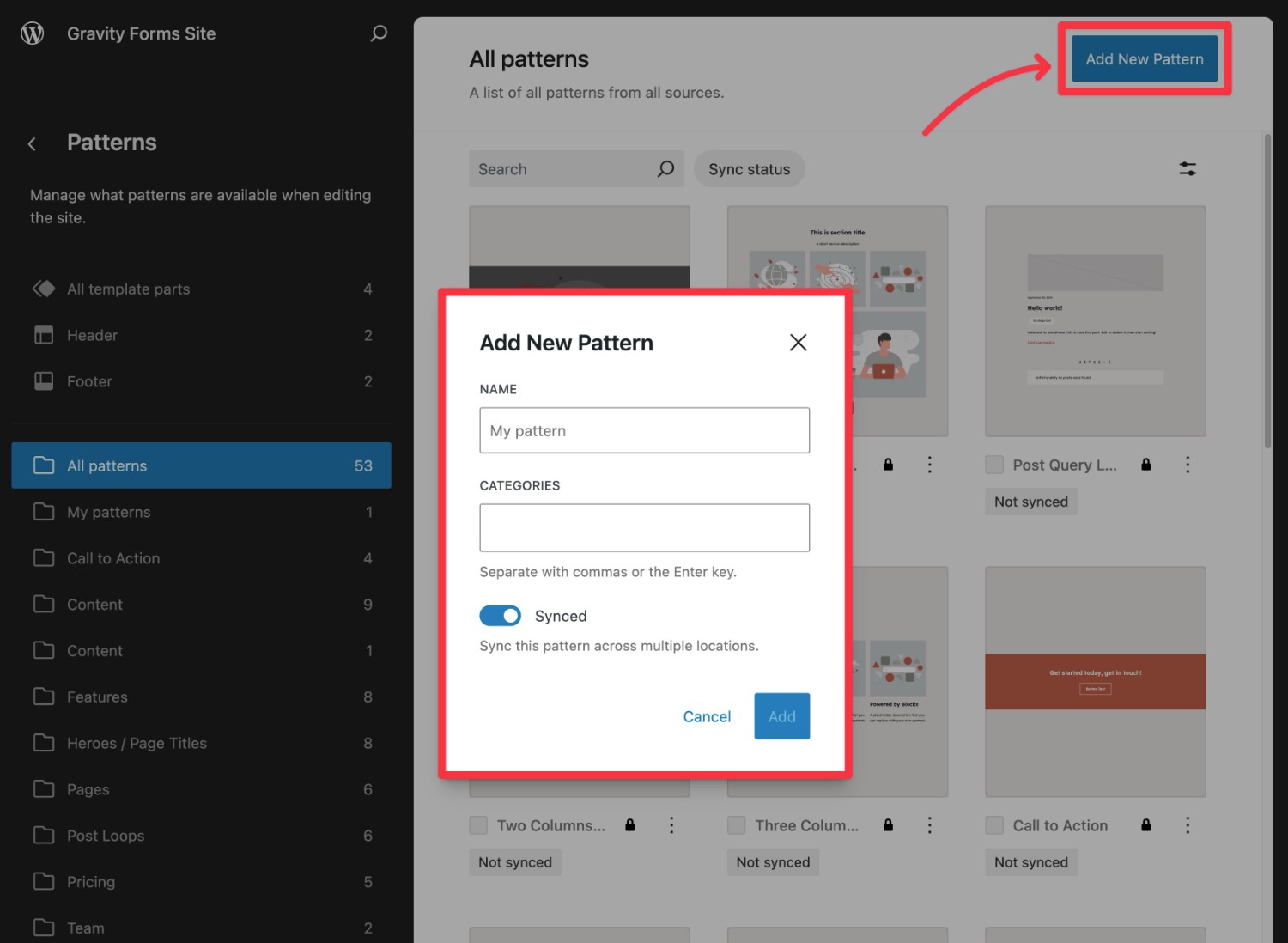 How to create a new pattern from the pattern library