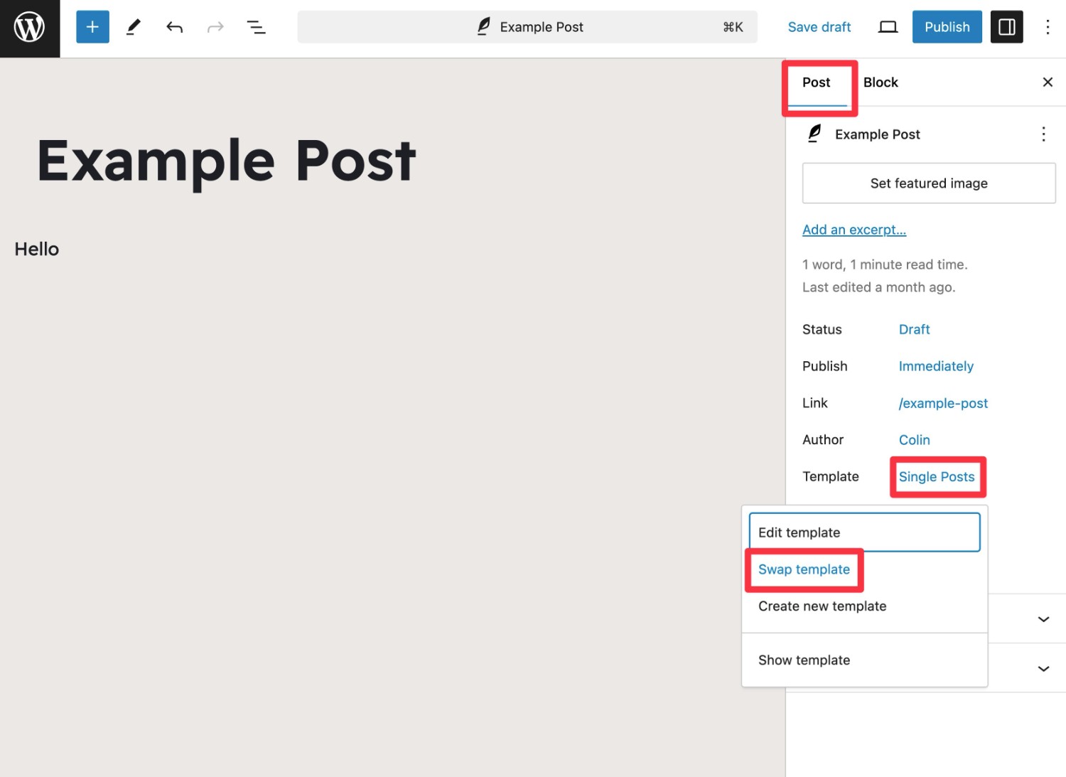 How to apply a custom template to a post