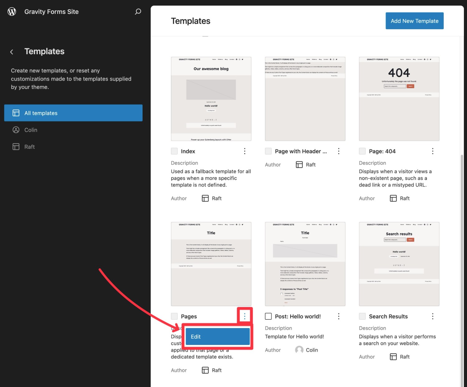 How to edit WordPress templates