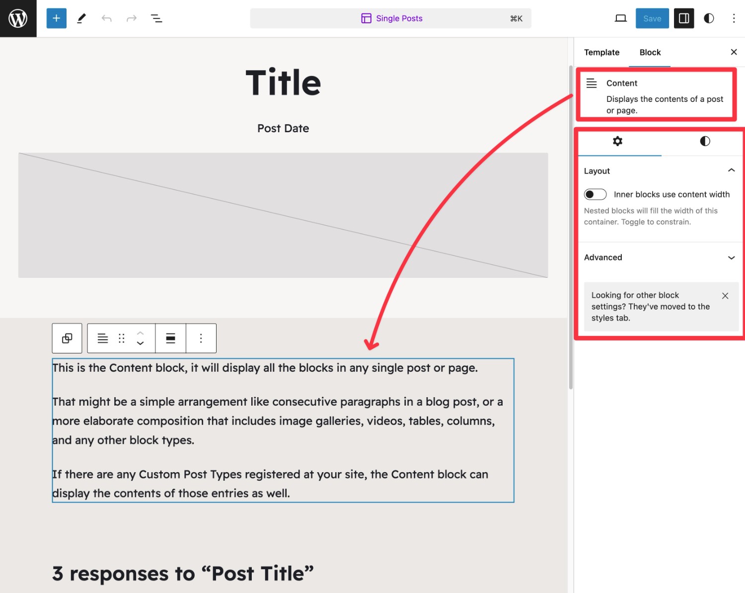 WordPress Content block