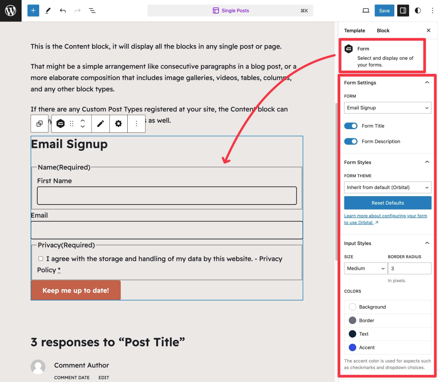 Adding a form from Gravity Forms to a WordPress template