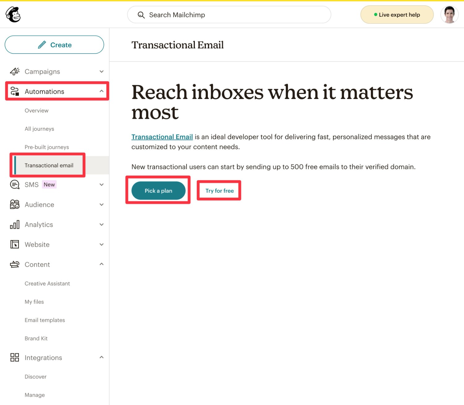 Enable Mailchimp Transactional Email