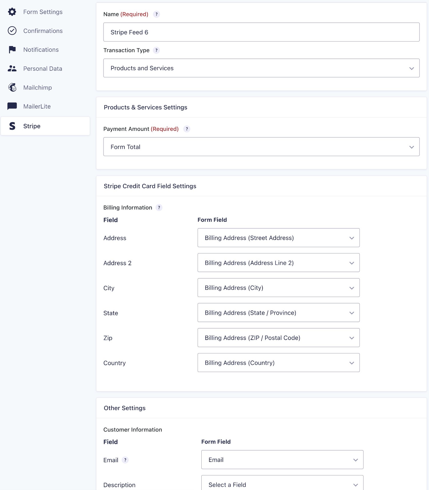 Configure the Gravity Forms Stripe feed