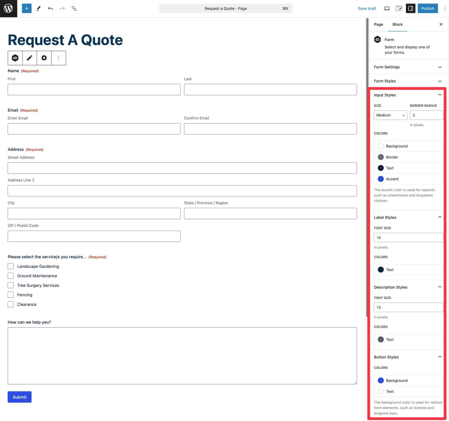 Configure WordPress Salesforce integration form styling