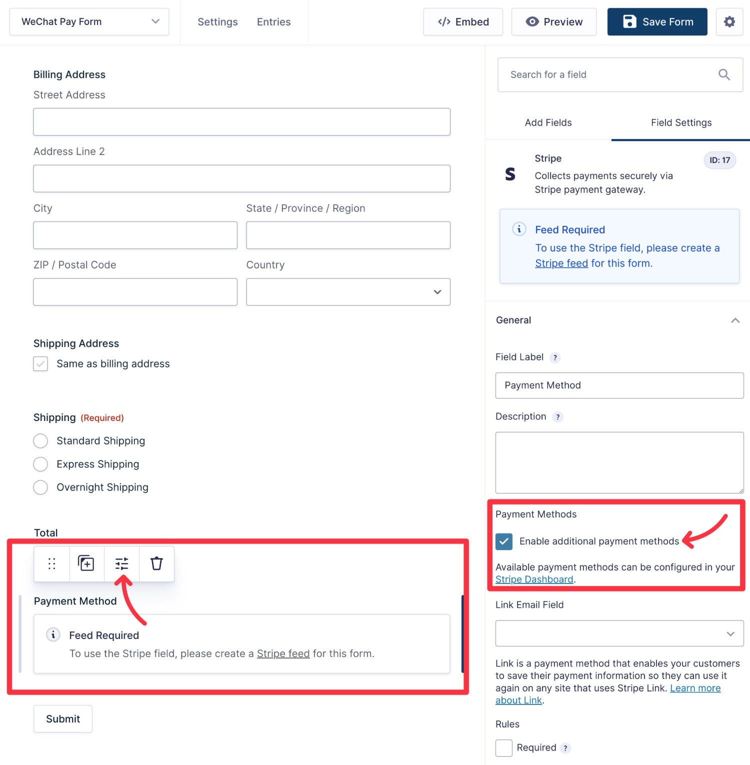 Enable WeChat Pay in Stripe field