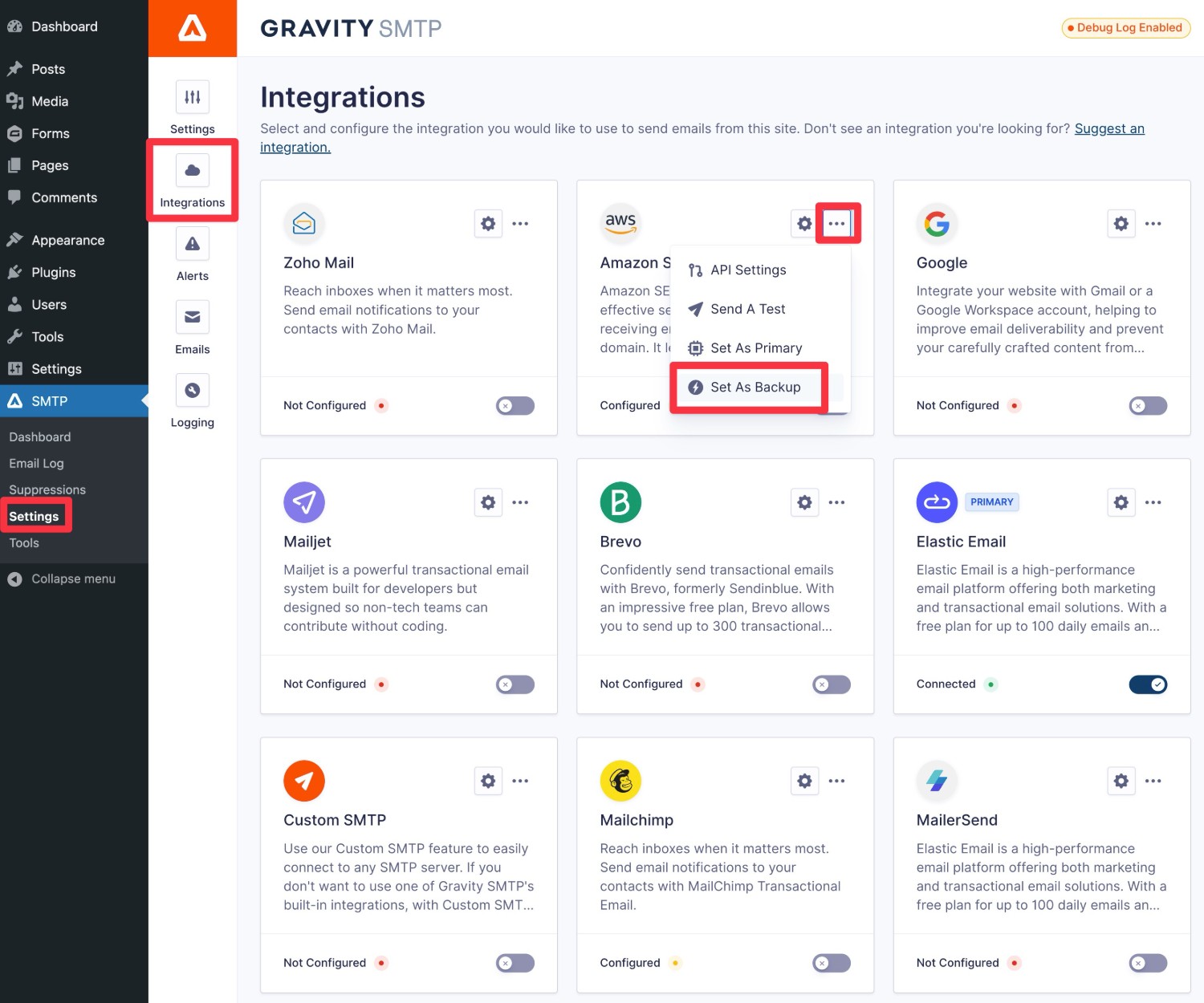 Gravity SMTP backup sending method