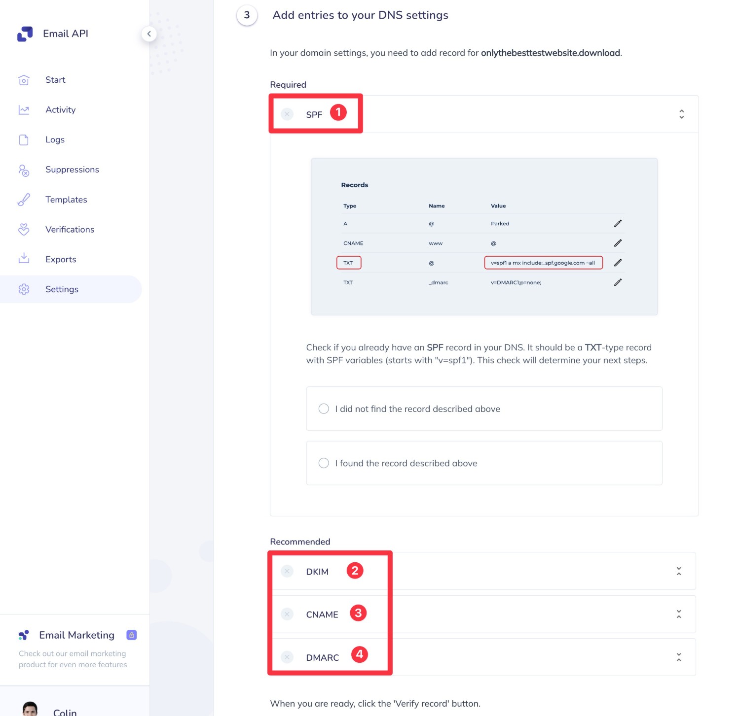 Add DNS records