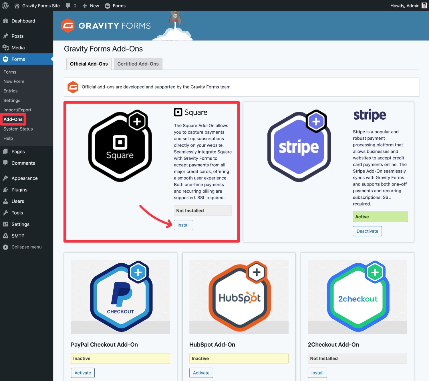 Gravity Forms Square Add-On