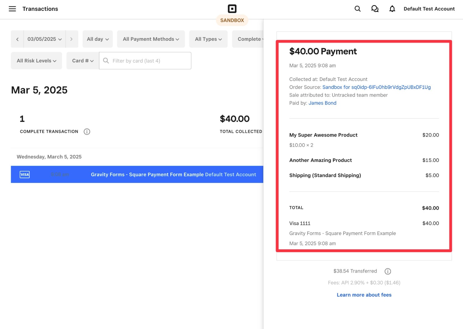 Square transaction details