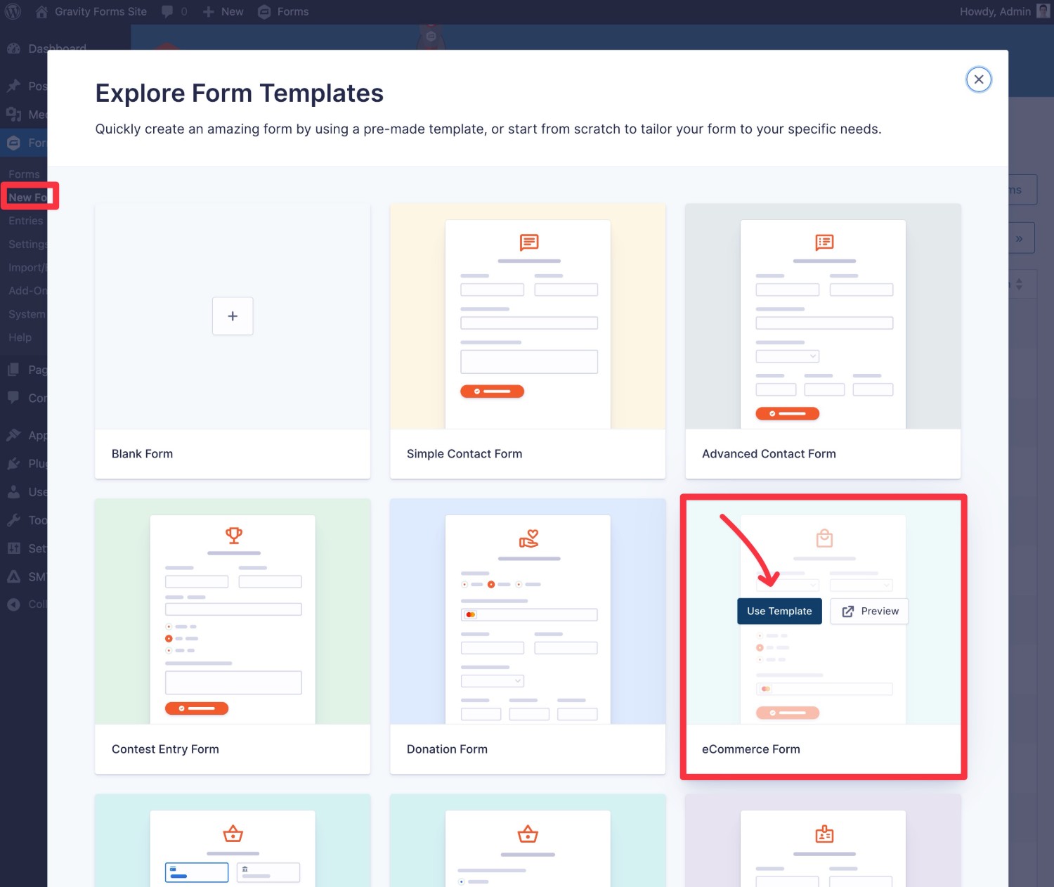 Choose form template