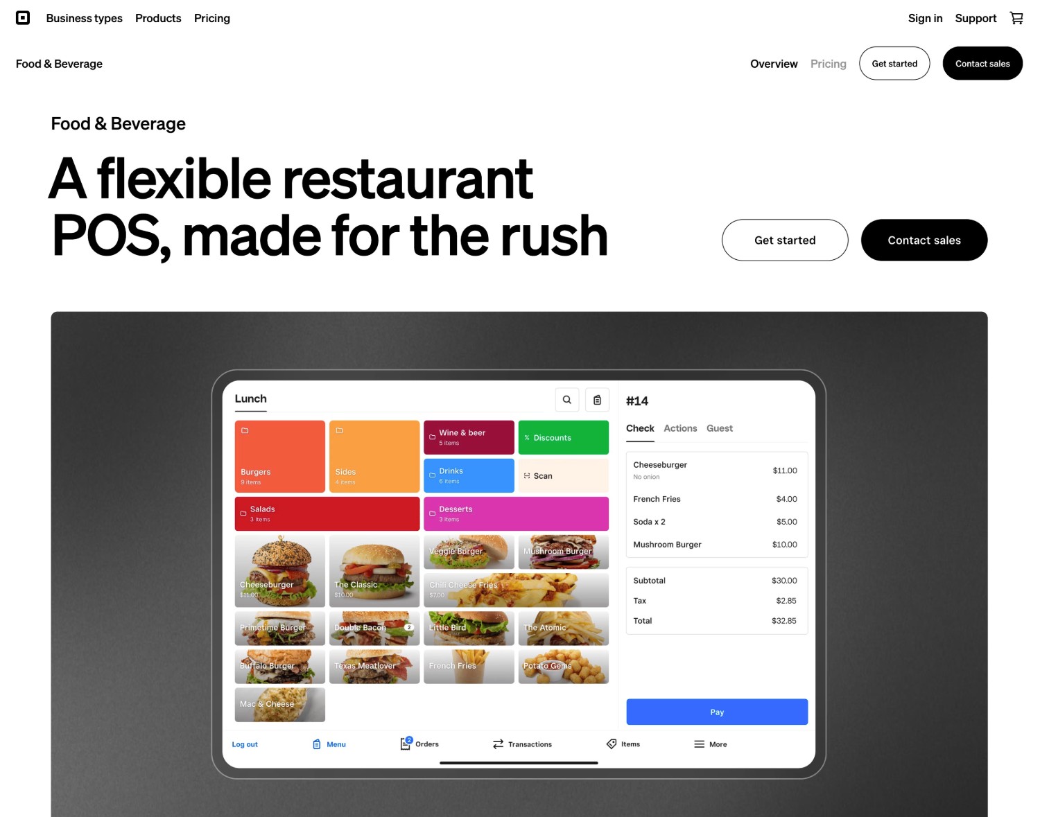 Square restaurant POS