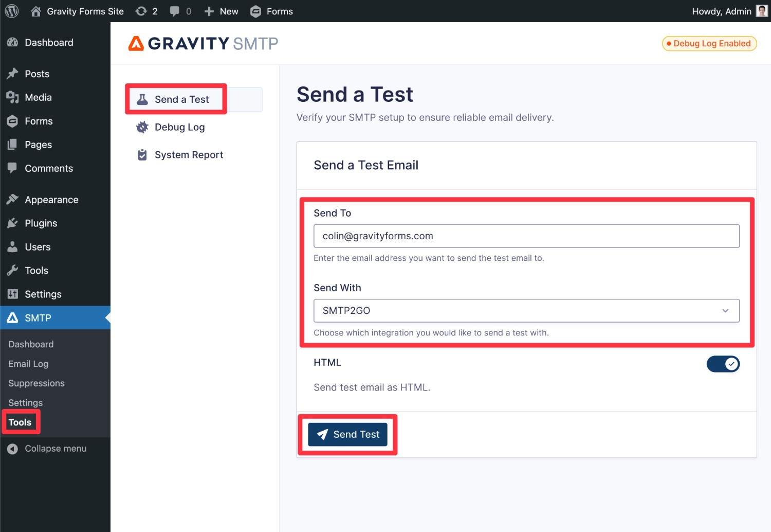 Send a test email