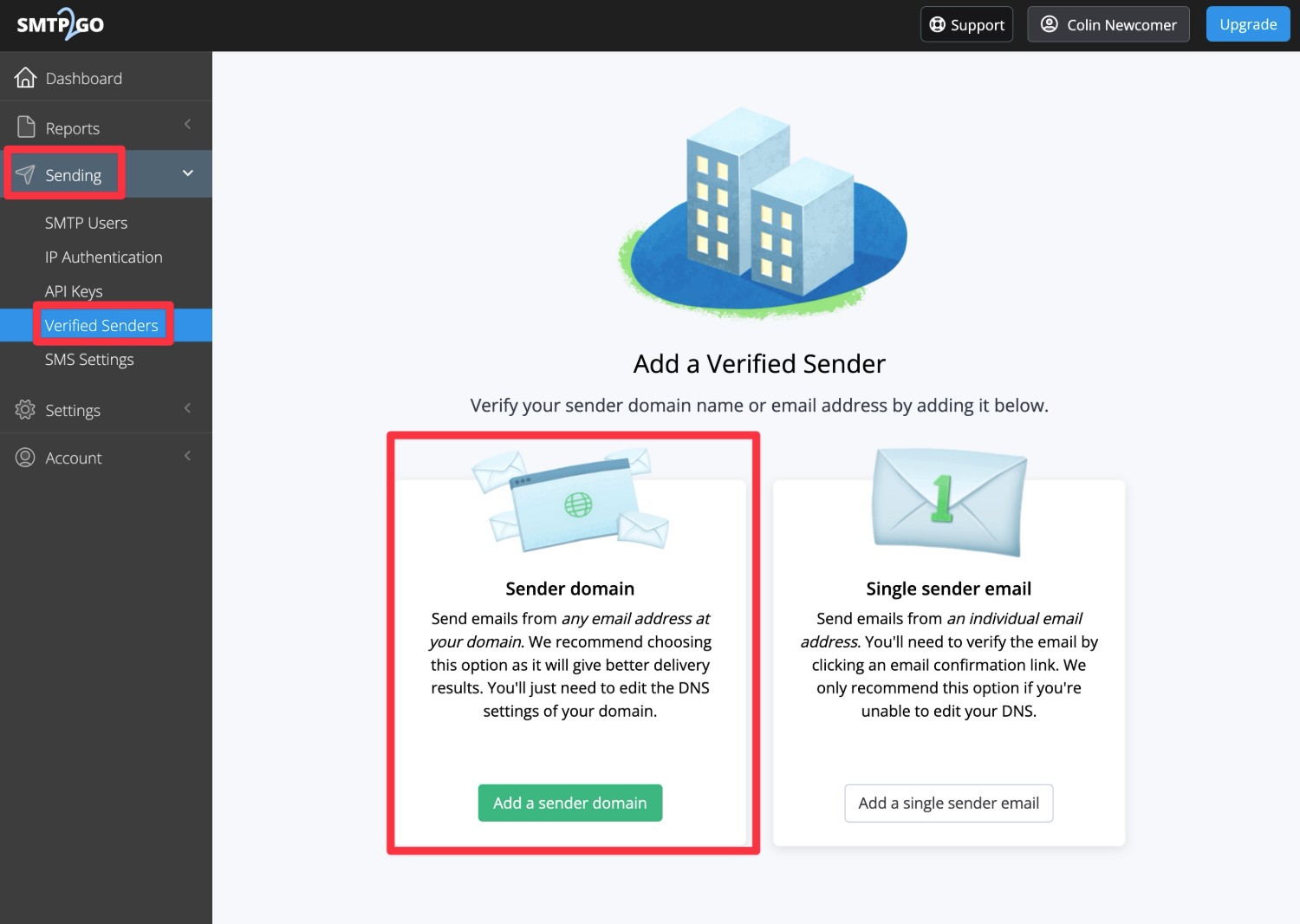 Sender domain verification