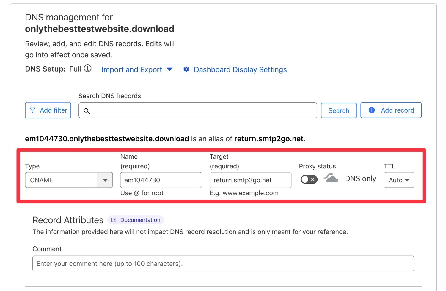 Add DNS records