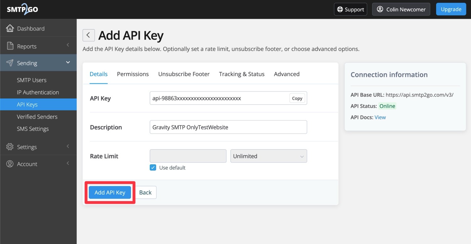 Creating an API key