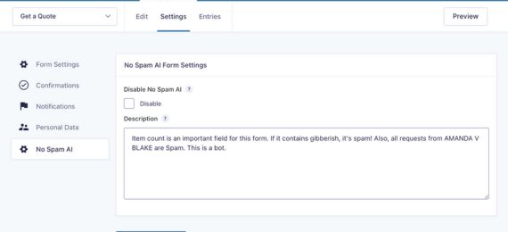 No Spam AI for Gravity Forms