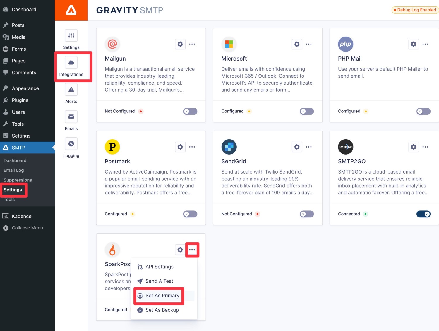 How to set SparkPost as WordPress sending service