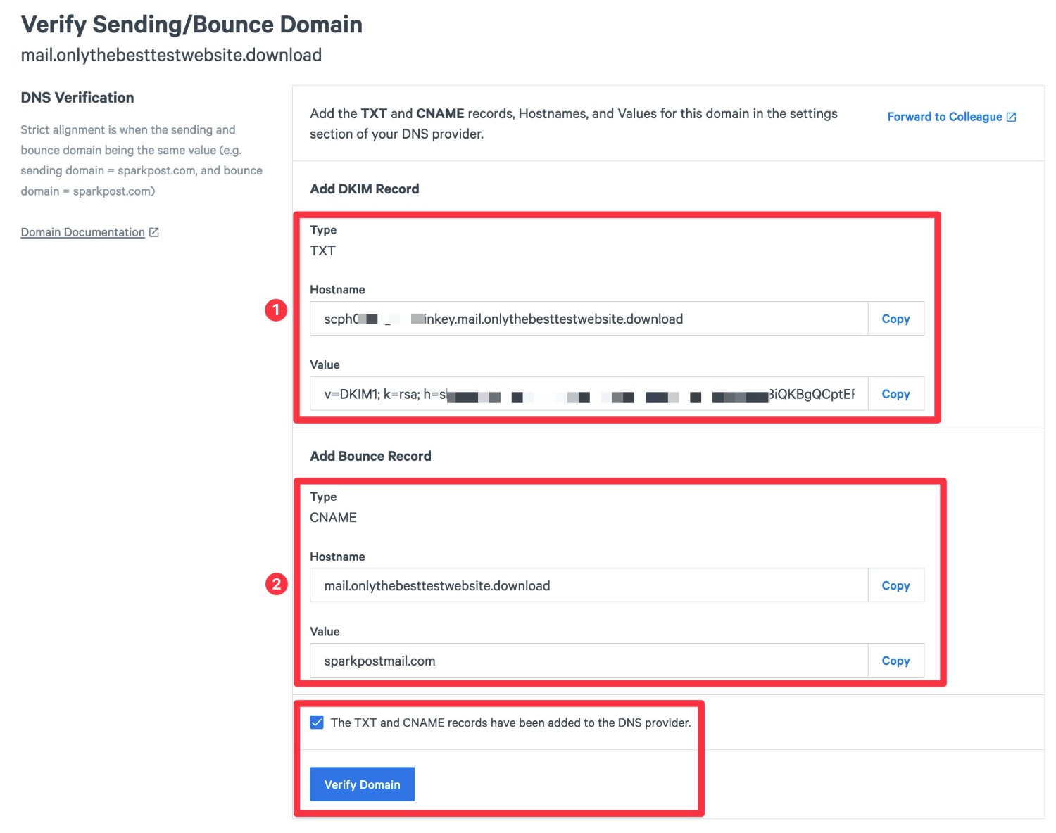 DNS records to add to your domain 