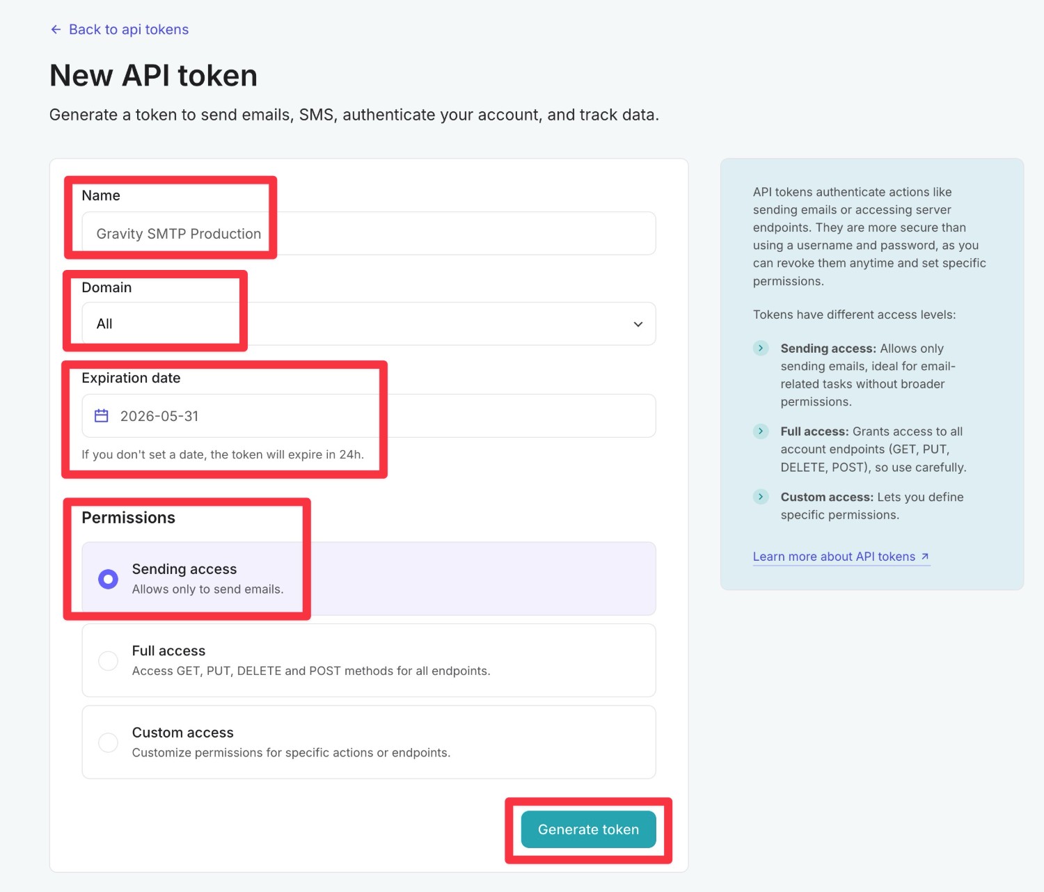 Configure MailerSend API token