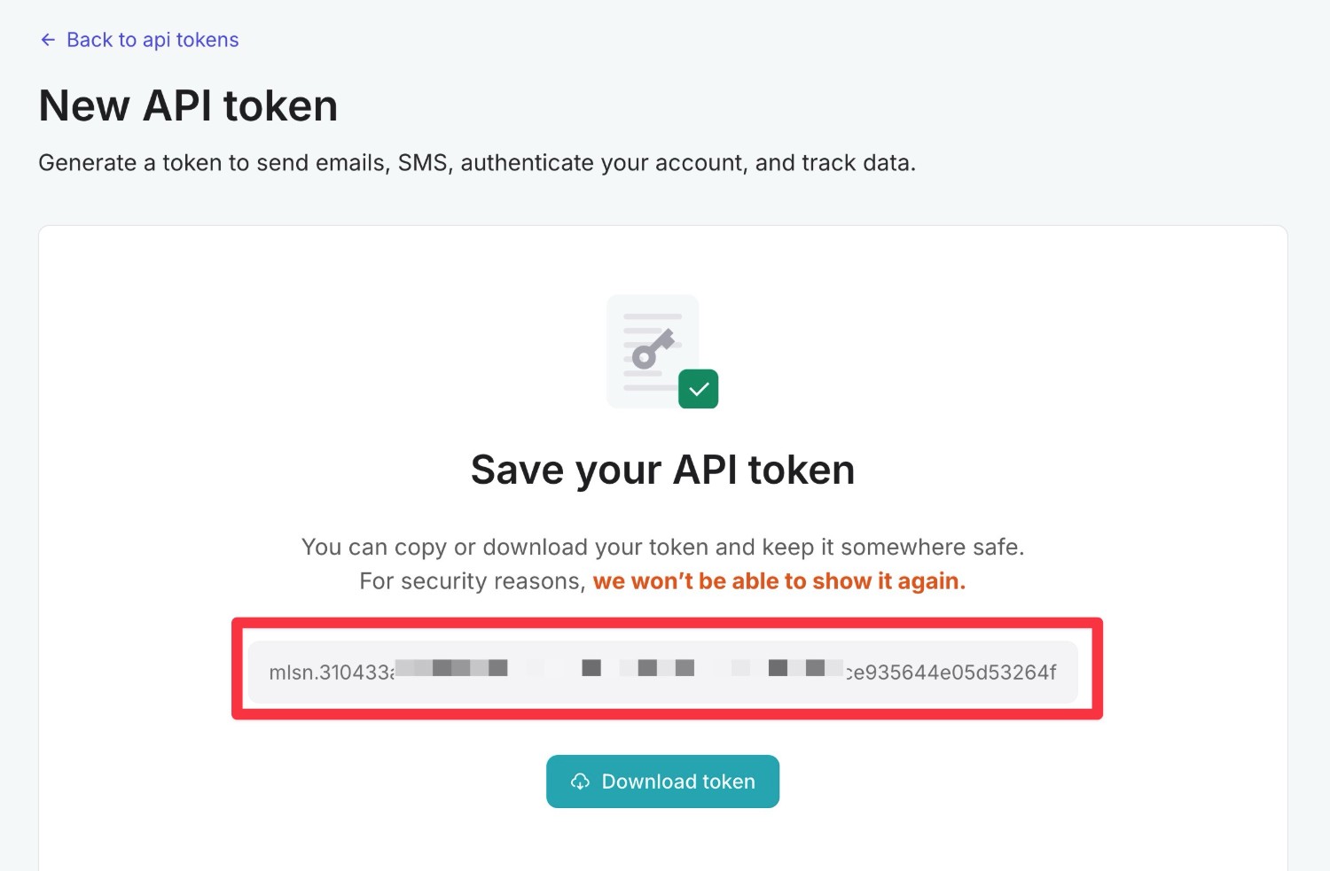 The MailerSend API token for WordPress