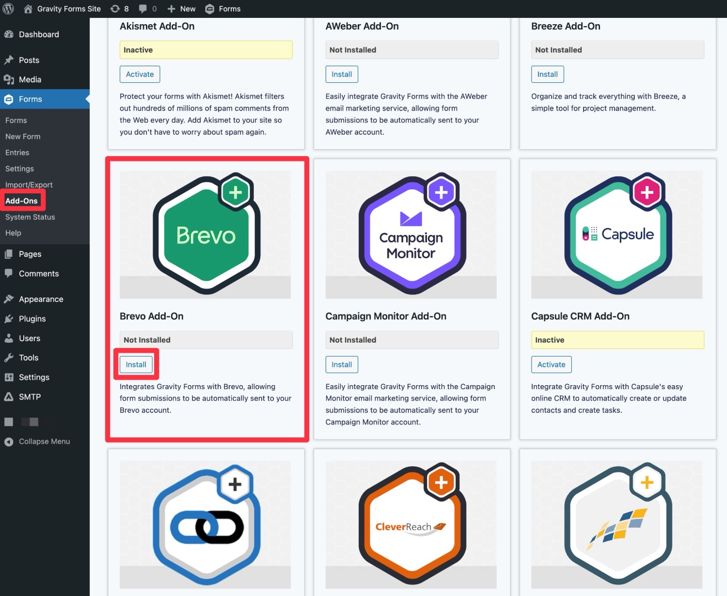 Install the Brevo add-on