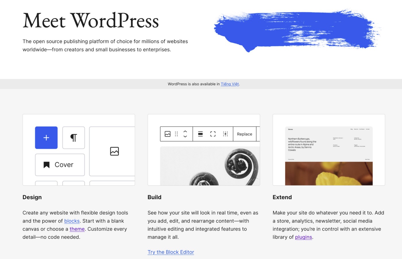 Open-source WordPress homepage