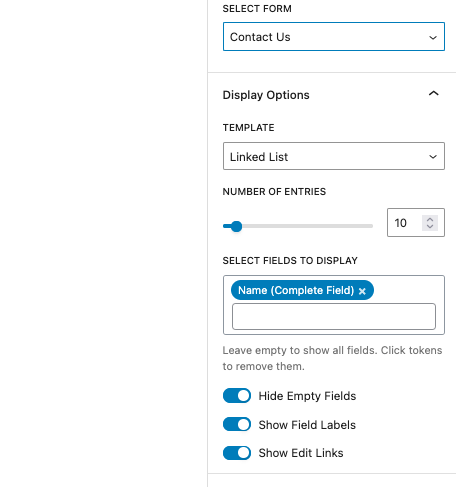 Display Form Entries