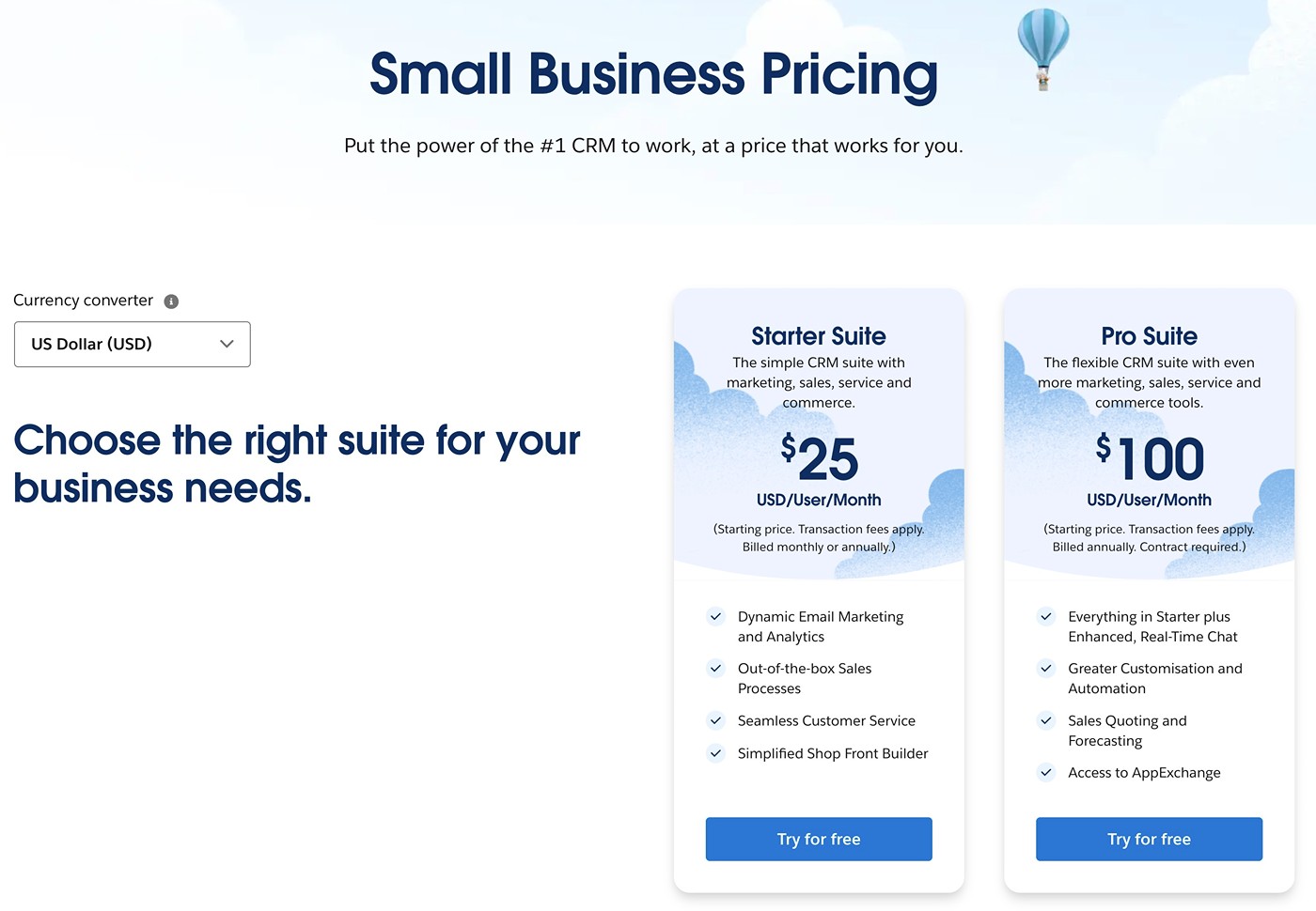 Salesforce Starter Suite pricing