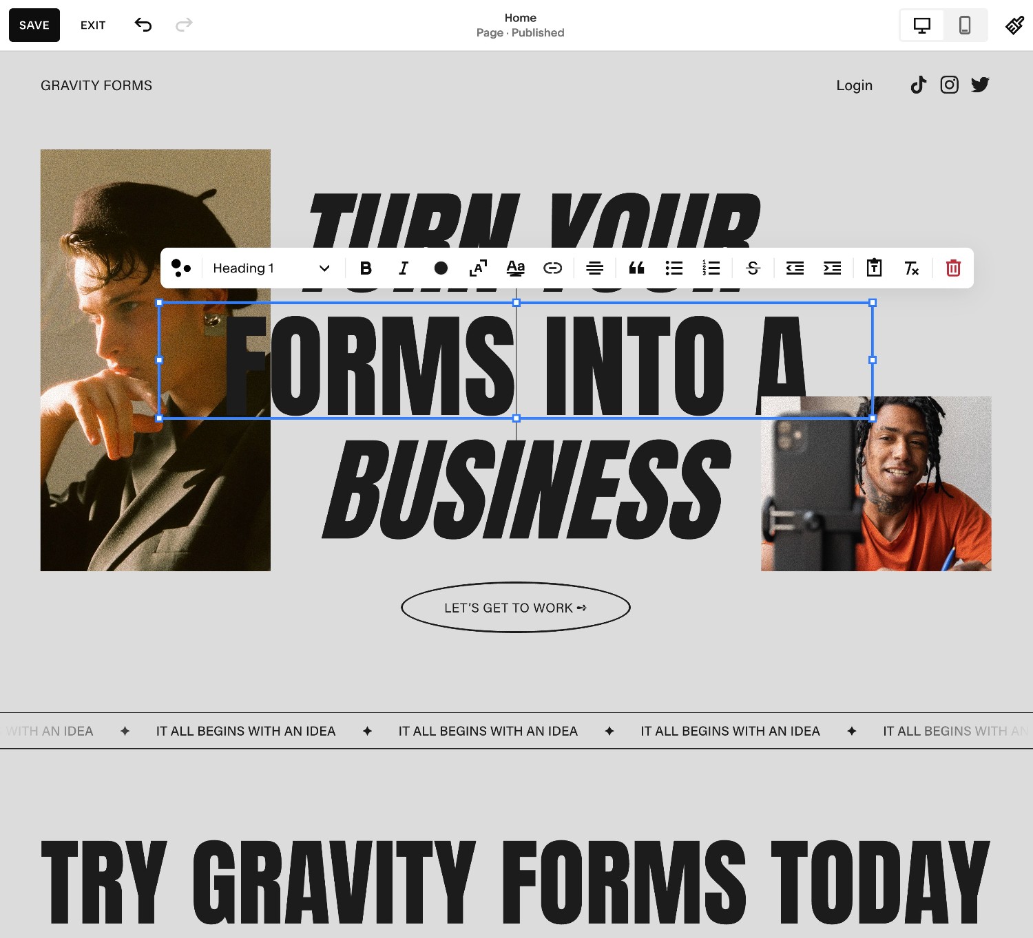 Squarespace design editor